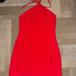 Elegant Red Halter Dress